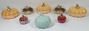 Crescent Ceramic Pumpkin Decorations  Iridescent, Pastel & Harvest Fall Decorations