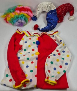 Paper Magic Group Rainbow Clown Wig, Jester Hat & Polka Dot Clown Costume