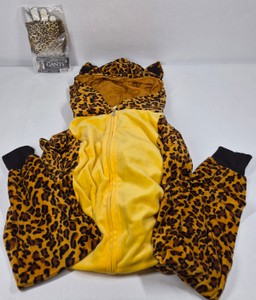Leopard Print Animal Costume Jumpsuit with Tail, Hood & Costume USA Leopard Gloves