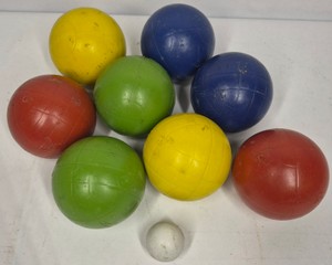 Bocce Ball Set with Colored Balls, White Pallino & Carrying Bag