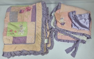 Baby Girl Bunny Rabbit Patchwork Crib Quilt & Nursery Bedding Accessories