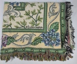 Susan Winget Hydrangea Floral Tapestry Throw Blanket  100% Cotton USA Made