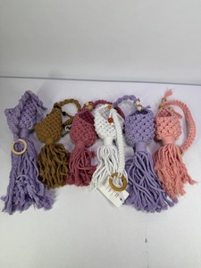 Assorted Macrame Hanging Tassel Decorations with Wooden Rings & Beads