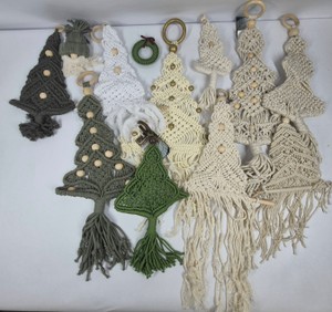 Assorted Boho Macrame Christmas Tree Ornaments & Gnome Decorations