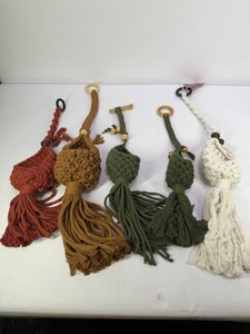Sugarpop Macrame Handmade Hanging Plant Holders with Tassels & Wooden Beads