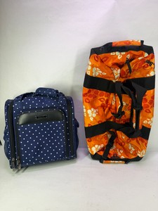 L.L. Bean Orange Hawaiian Floral Duffel Bag & Kenneth Cole Reaction Navy Polka Dot Travel Bag