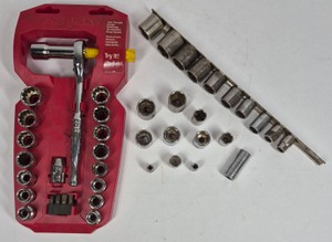 Husky Pass-Through Ratchet Socket Set with Assorted Craftsman Sockets & Socket Rail