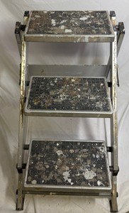 Three-Step Folding Metal Step Ladder with Non-Slip Treads