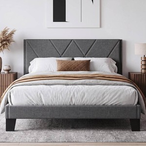 $120 Queen Platform Bed with Upholstered Headboard