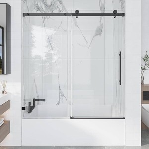 $340 Matte Black Sliding Shower Door 54-60
