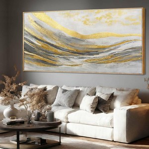 $300 Artexist Abstract White-Gold Canvas Art