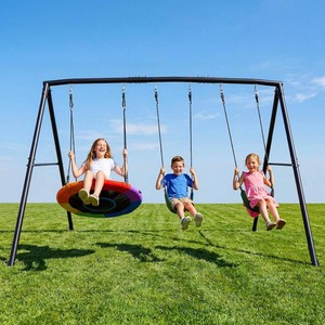 $200 Hapfan 3-Seat Swing Set with Swings