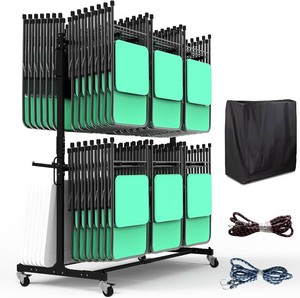 $220 Folding Chair Rack with 360  Swivel Wheels