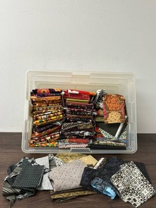 Assorted Patterned Fabric Squares and Remnants Mixed Lot