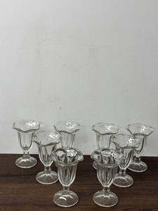 Clear Glass Fluted Dessert Goblets (Lot of 8)