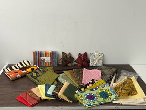 Quilting Cotton Fabric Assortment & Fabric Star Ornaments Mixed Lot