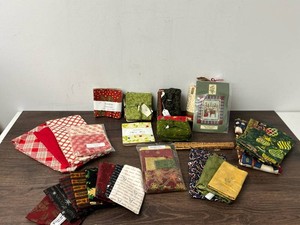 Mixed Lot Quilting Fabric Bundles, Holiday Prints & Crazy Eight Pattern