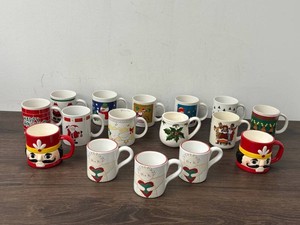 Christmas Ceramic Mugs Mixed Lot - 14-Piece Assortment