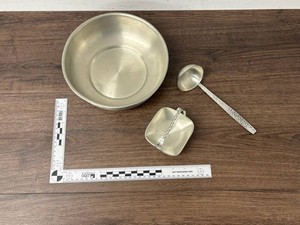 Selandia Norway Pewter Serving Bowl, Ladle & Dish (Lot of 3)