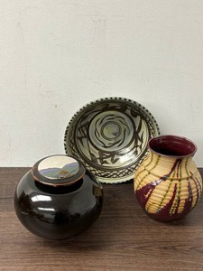Decorative Ceramic Vessels - Lidded Vessel, Bowl & Vase (Lot of 3)