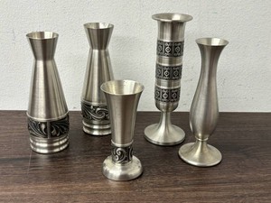 Norwegian Pewter Bud Vase Mixed Lot (Lot of 5)