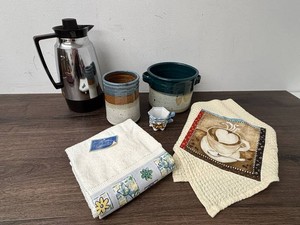 Nor-Cift Thermal Carafe, Stoneware & Kitchen Towels Mixed Lot