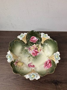 R.S. Germany Hand-Painted Floral Footed Bowl