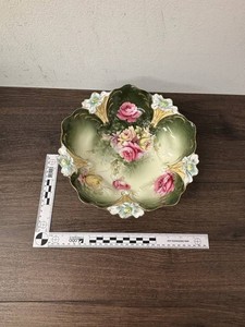 R.S. Germany Hand-Painted Floral Footed Bowl