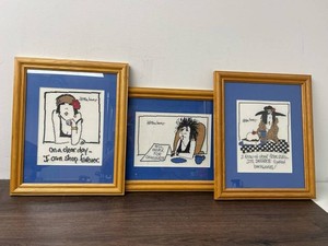 Framed Needlepoint Humor Wall Art Set (Lot of 3)