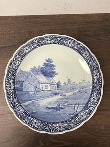 Royal Delft De Porceleyne Fles Blue White Dutch Scene Wall Plate