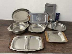 Stainless Steel Serving Trays, Platters & Norway Spoon Mixed Lot