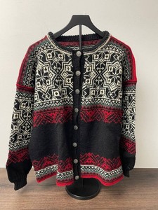 Geometric Fair Isle-Style Knit Cardigan Sweater
