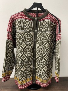 Fair Isle-Style Patterned Button-Front Knit Cardigan