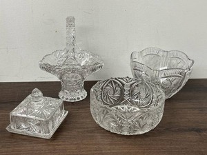 Cut Glass Servingware Mixed Lot - 4 Pieces