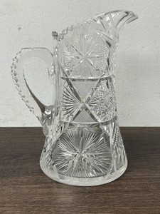 Clear Cut-Glass Starburst Pitcher