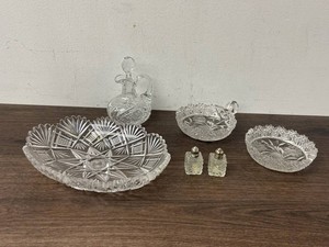 Crystal Cut Glass Serving & Tableware Mixed Lot - 8 Pieces