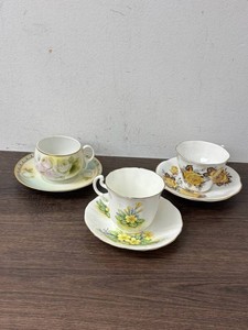 Adderley & Leighton Floral Bone China Teacup Mixed Lot (Lot of 3)