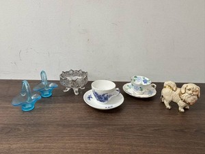 Royal Copenhagen & Tuscan Teacups, Glass Swans & Dog Figurine Mixed Lot