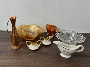Mixed Lot Glass, Porcelain & Copper Serving Pieces