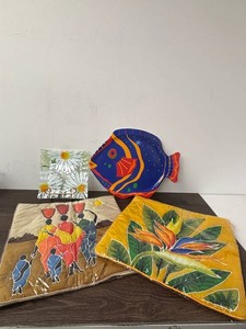 Decorative Fish, Glass Tray & Cushion Covers Mixed Lot