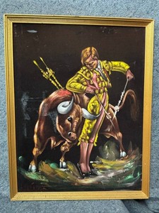 Framed Equestrian Bullfighter Artwork