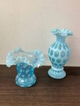 Blue Opalescent Art Glass Vases (Lot of 2)