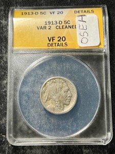 1913-D US BUFFALO NICKEL ANACS VF20 DETAILS