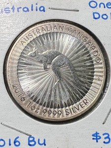 2016 AUSTRALIAN KANGAROO 1 TROY OZ .9999 FINE SILVER