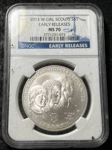 2013-W US GIRL SCOUTS COMMEM SILVER DOLLAR NGC MS70