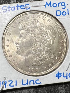 1921 US MORGAN SILVER DOLLAR UNC