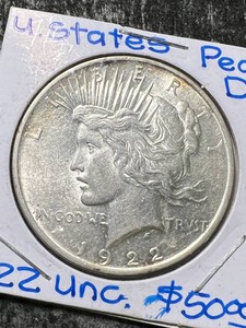 1922 US PEACE SILVER DOLLAR UNC