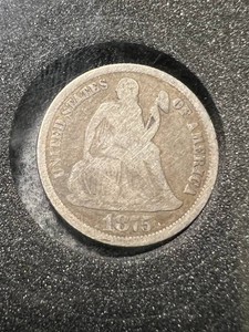 1875 US SEATED LIBERTY DIME IN CASE