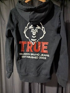 True Religion Black Full-Zip Graphic Hoodie  Size Small