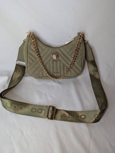 ALDO Olive Green Quilted Crossbody Bag  Gold-Tone Chain & Lion Medallion
